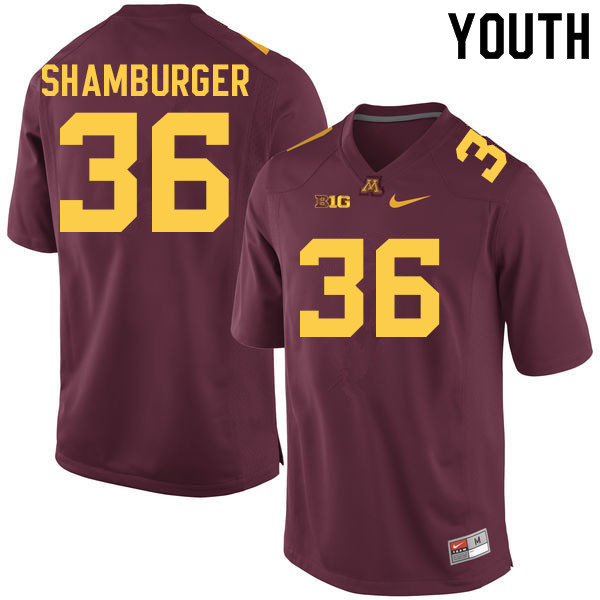 Youth #36 Ryan Shamburger Minnesota Golden Gophers College Football Jerseys Sale-Maroon